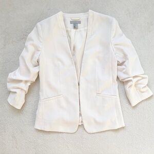 H&M Womens Blazer Sz 8 Ruched Sleeves In Ivory